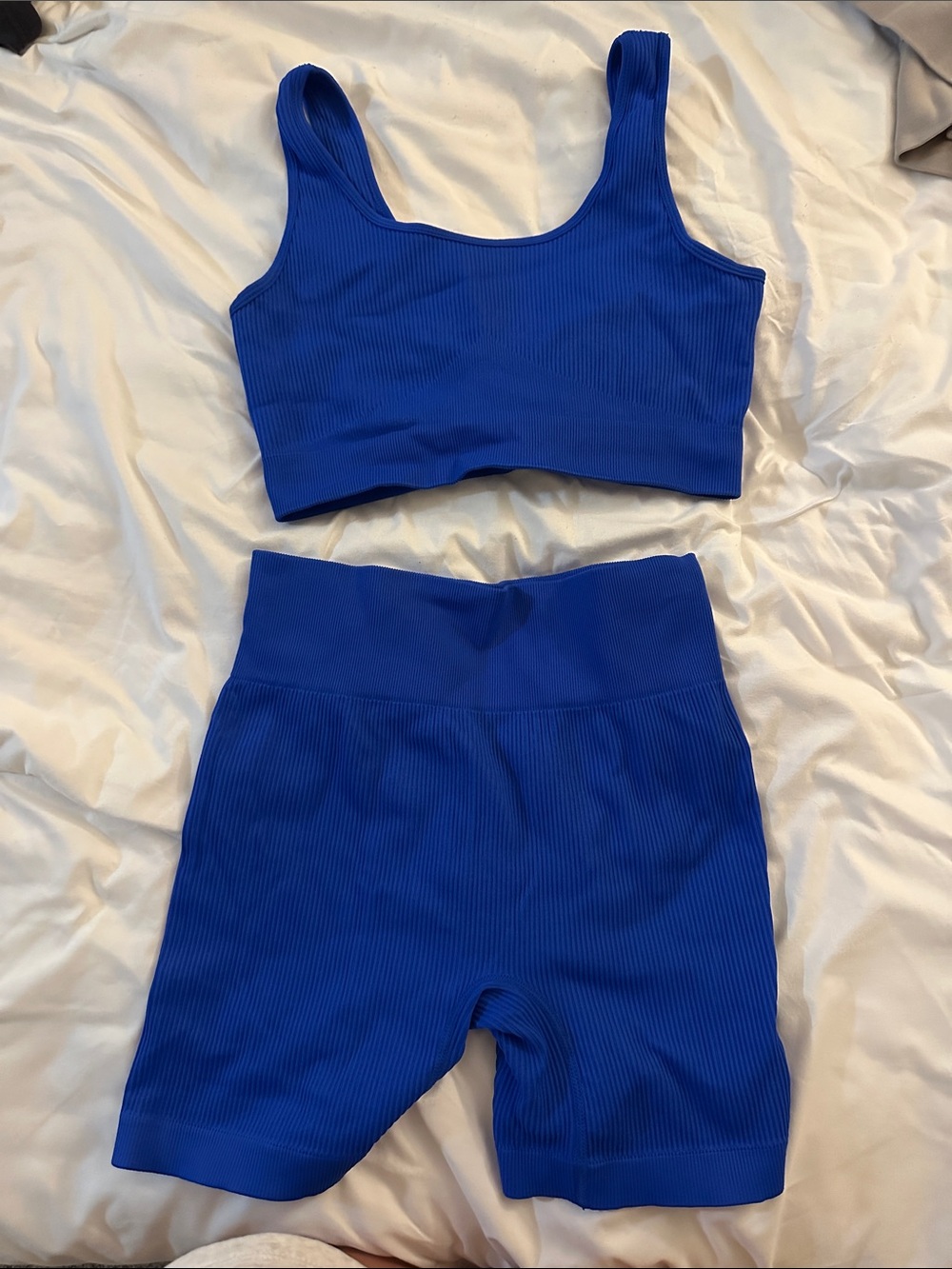 Womans Ribbed Active Set - Royal Blue